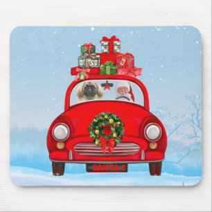 Pekingese Dog In Car With Santa Claus Mouse Mat