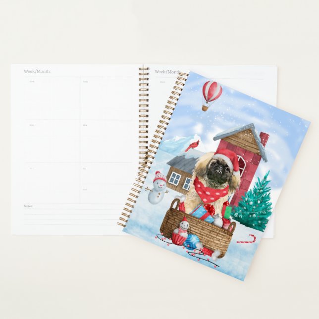 Pekingese Dog In snow Christmas Dog House Planner (Display)