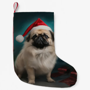 Pekingese Dog in Snow Christmas Small Christmas Stocking