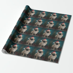 Pekingese Dog in Snow Christmas Wrapping Paper