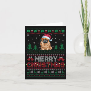 Pekingese Dog Lovers Santa Hat Christmas Tree Ligh Card