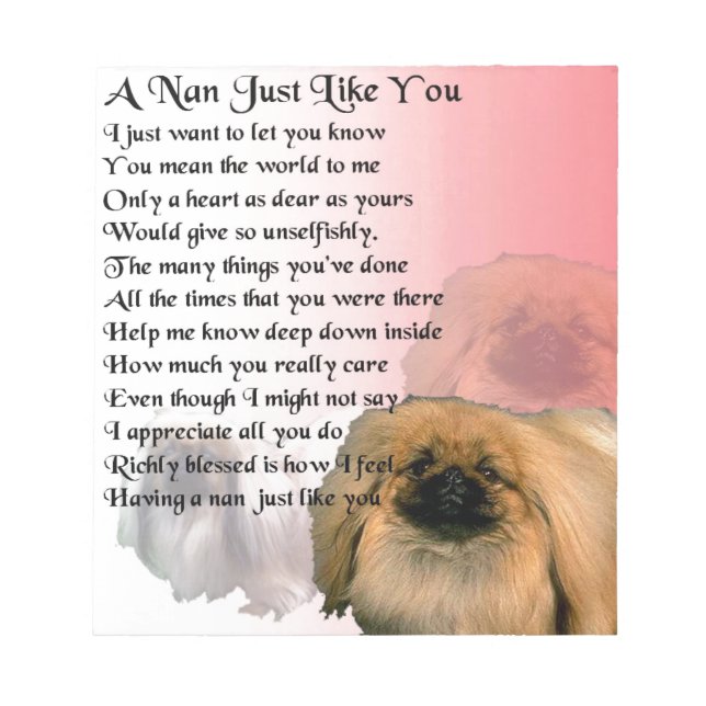 Pekingese Dog -  Nan Poem Notepad (Front)