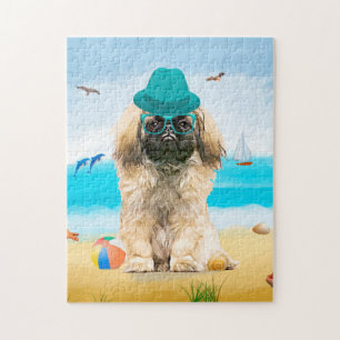 Pekingese Dog on Beach  Jigsaw Puzzle