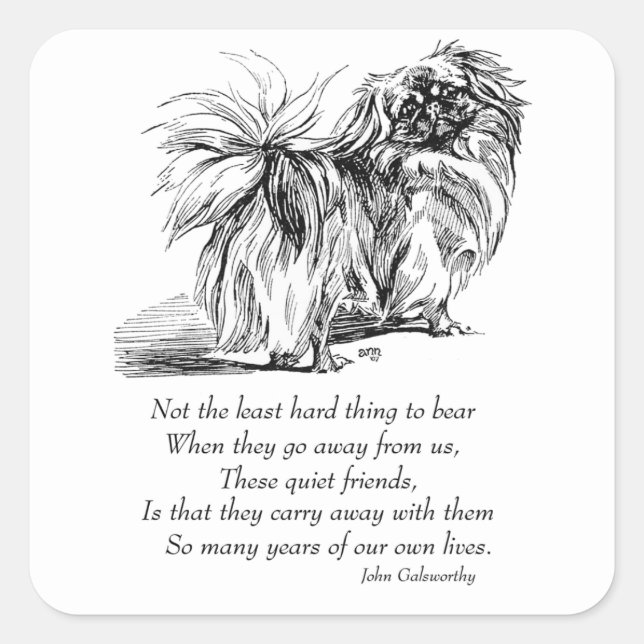 Pekingese Dog Rainbow Bridge Square Sticker (Front)