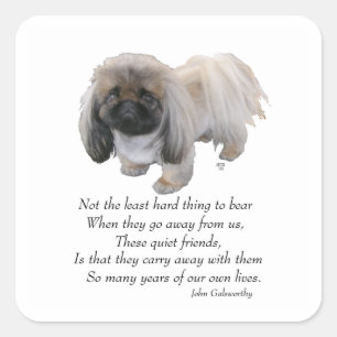 Pekingese Dog Rainbow Bridge Square Sticker