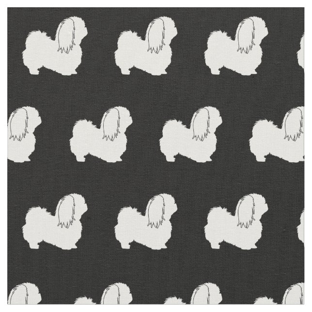 Pekingese Dog Silhouette Pet Fabric (Close Up)