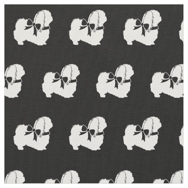 Pekingese Dog Silhouette Pet Fabric (Close Up)