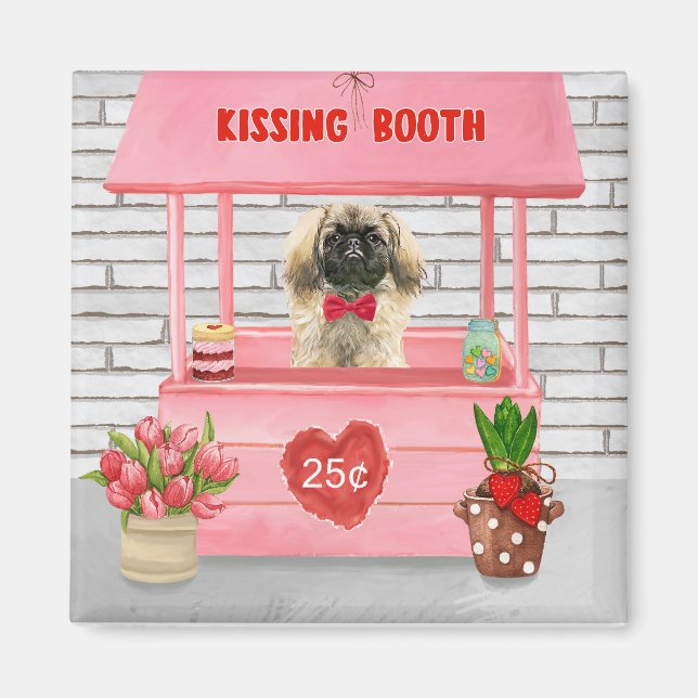 pekingese Dog Valentine's Day Kissing Booth Magnet (Front)