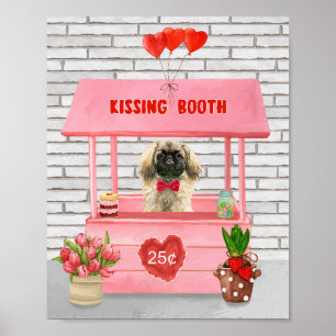 pekingese Dog Valentine's Day Kissing Booth Poster