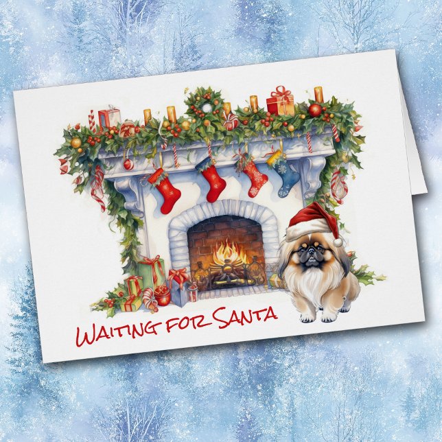 Pekingese Dog Wait for Santa Fireplace (Creator Uploaded)