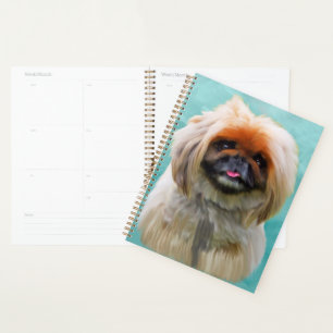 Pekingese Dog Watercolor Art Portrait Planner