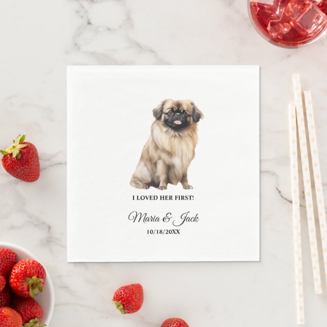 Pekingese Dog Wedding Napkins with Photo (Insitu)