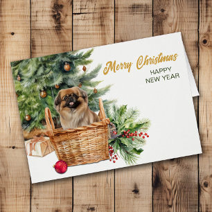 Pekingese Dog Wicker Basket Christmas Tree