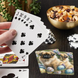 Pekingese Dog with Easter Eggs Holiday  Playing Cards