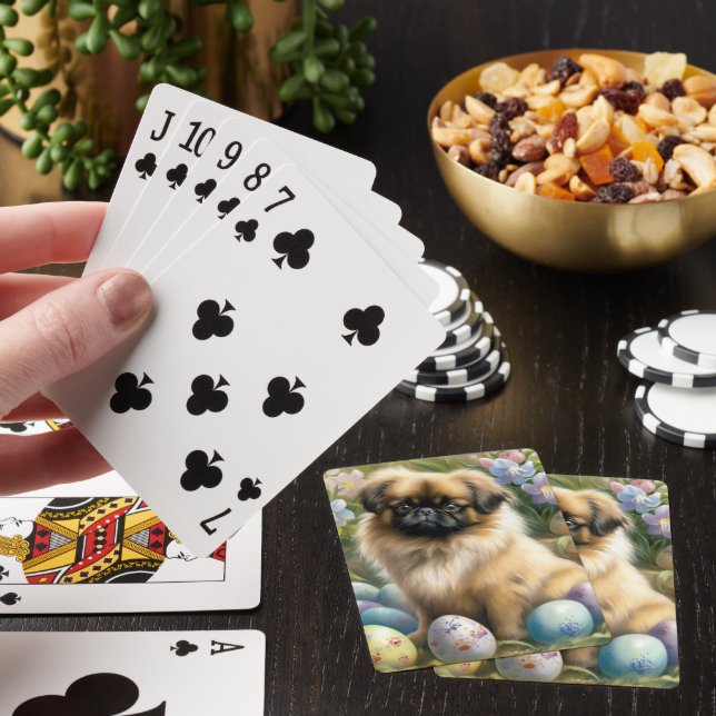 Pekingese Dog with Easter Eggs Holiday  Playing Cards (In Situ)