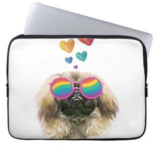 Pekingese Dog with Hearts Valentine's Day Laptop Sleeve