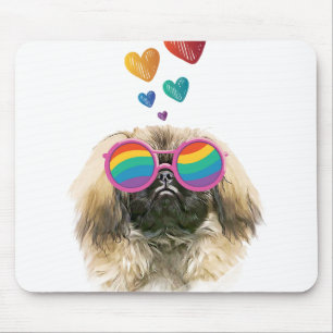 Pekingese Dog with Hearts Valentine's Day Mouse Mat