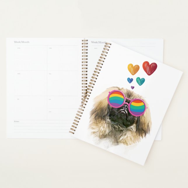 Pekingese Dog with Hearts Valentine's Day Planner (Display)