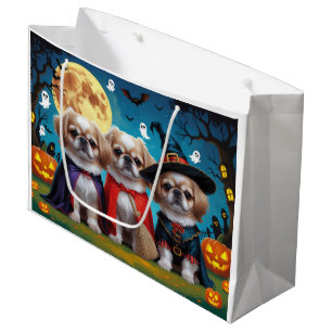 Pekingese Dogs Pumpkin Halloween Funny Large Gift Bag