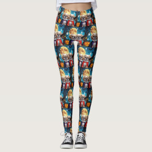 Pekingese Dogs Pumpkin Halloween Funny Leggings
