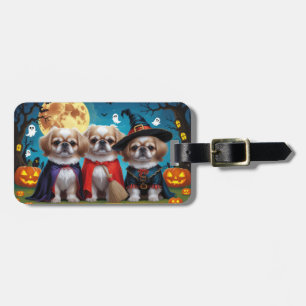 Pekingese Dogs Pumpkin Halloween Funny Luggage Tag