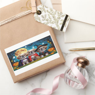 Pekingese Dogs Pumpkin Halloween Funny Rectangular Sticker