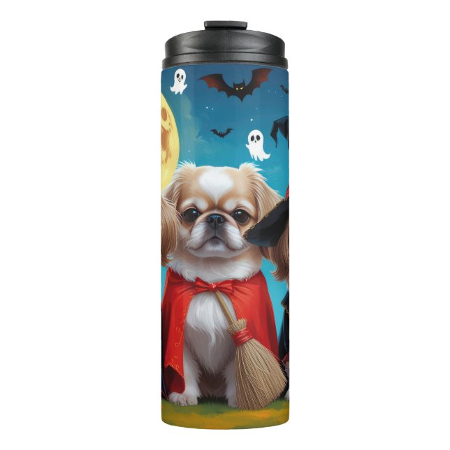 Pekingese Dogs Pumpkin Halloween Funny Thermal Tumbler (Front)