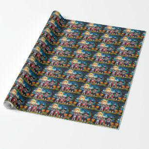 Pekingese Dogs Pumpkin Halloween Funny Wrapping Paper