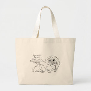 Pekingese Dogs Witty Sayings Large Tote Bag