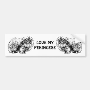 pekingese drawing bumper sticker