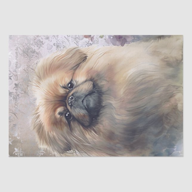 Pekingese Floral Dog Tissue Paper (Front)