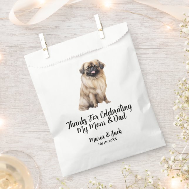 Pekingese Full Colour Pet Wedding Favour Bags (Clipped)