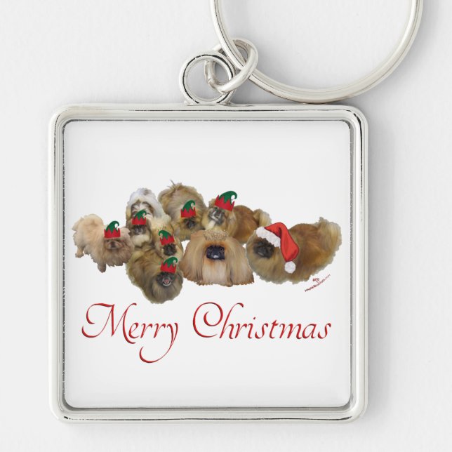 Pekingese Group Christmas Key Ring (Front)