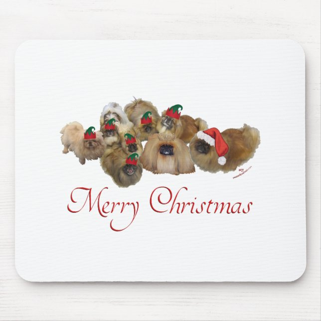 Pekingese Group Christmas Mouse Mat (Front)