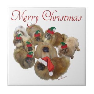 Pekingese Group Christmas Tile