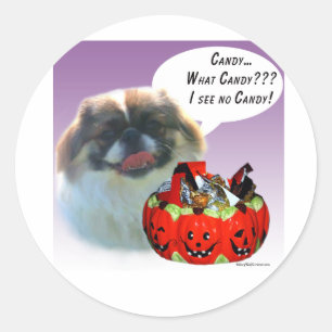 Pekingese Halloween Candy Classic Round Sticker
