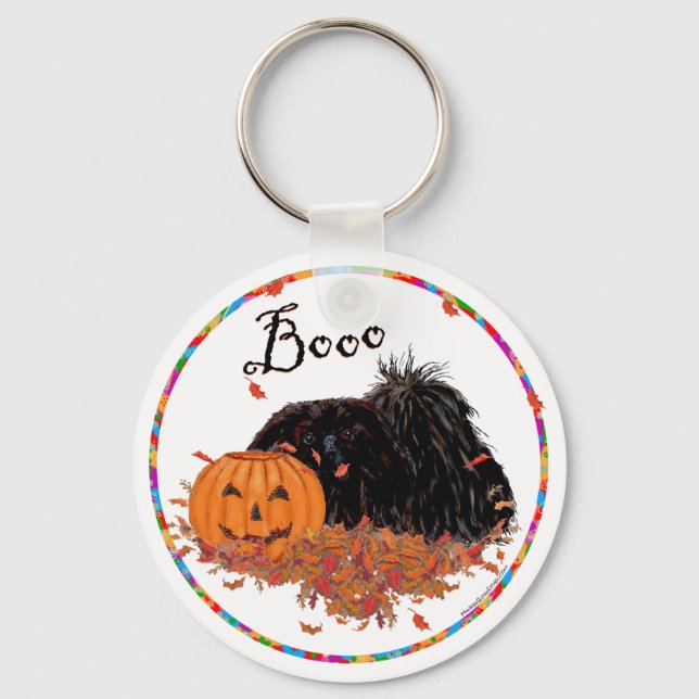 Pekingese Halloween Key Ring (Front)