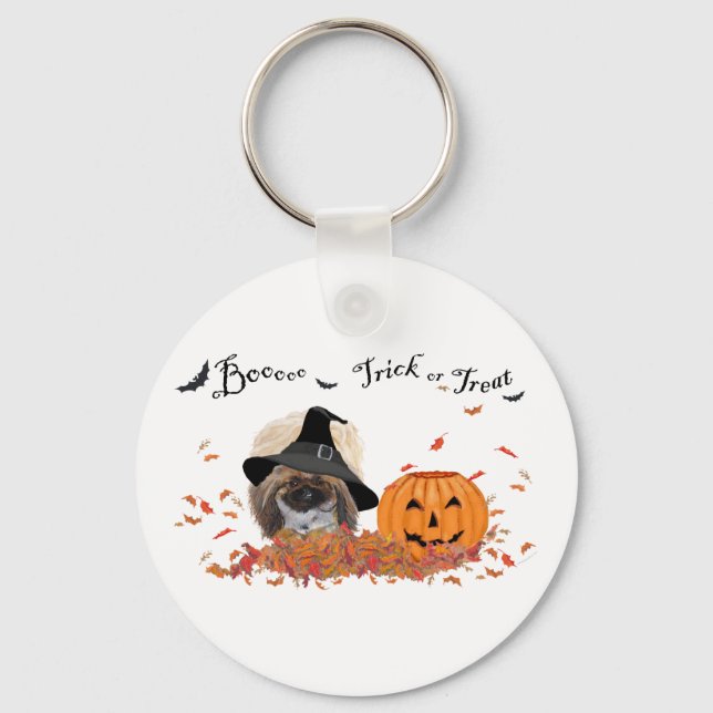 Pekingese Halloween Key Ring (Front)