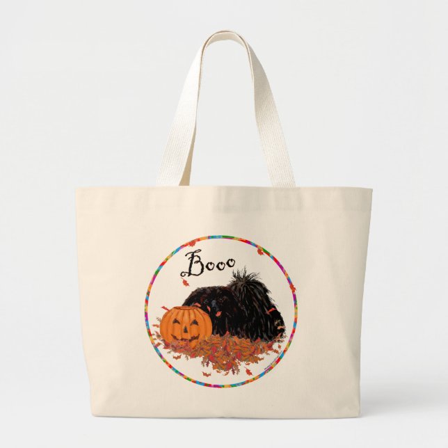 Pekingese Halloween Large Tote Bag (Front)