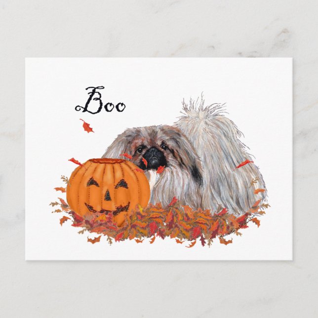 Pekingese Halloween Postcard (Front)