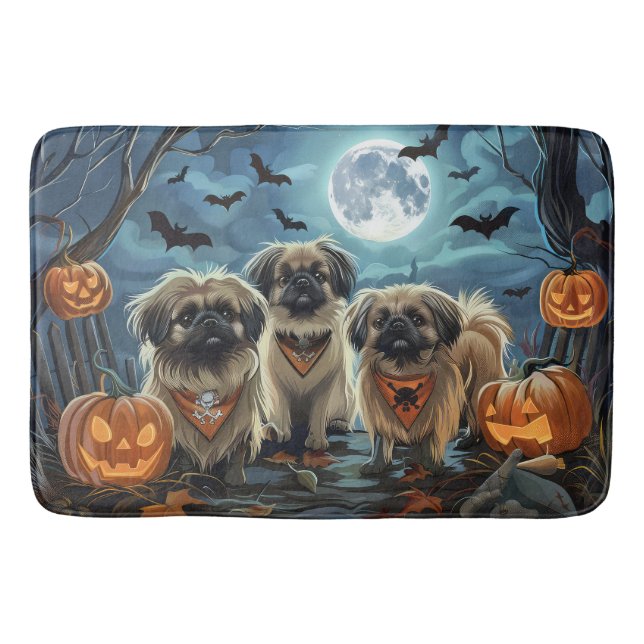 Pekingese Halloween Spooky Bath Mat (Front)
