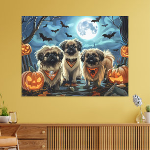 Pekingese Halloween Spooky Canvas Print