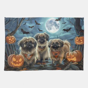 Pekingese Halloween Spooky Tea Towel