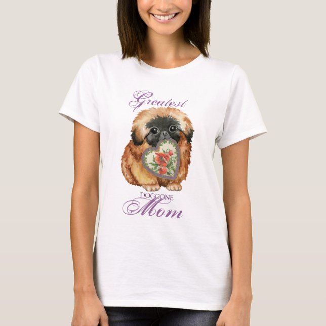 Pekingese Heart Mom T-Shirt (Front)