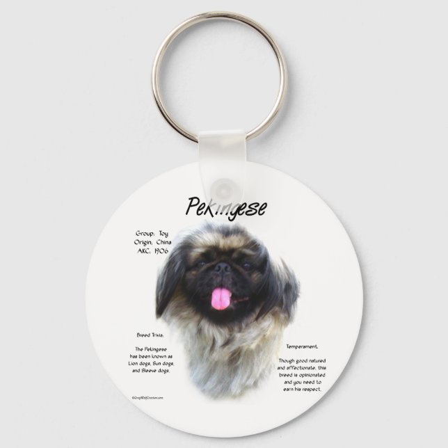 Pekingese History Design Key Ring (Front)