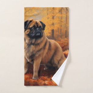 Pekingese in Autumn Leaves Fall Inspire Bath Towel Set