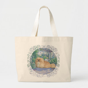 Pekingese in Lavender Large Tote Bag