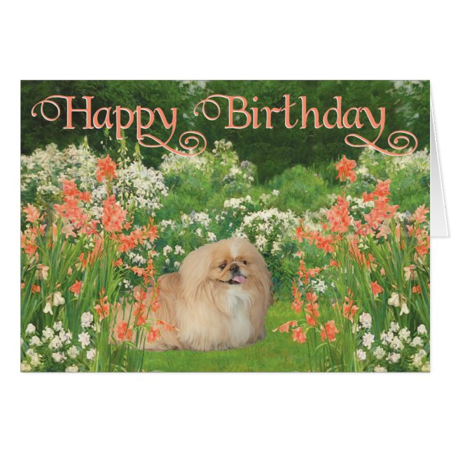 Pekingese in the Garden (Front Horizontal)