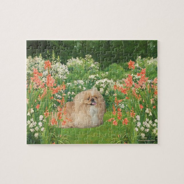 Pekingese in the Garden Jigsaw Puzzle (Horizontal)