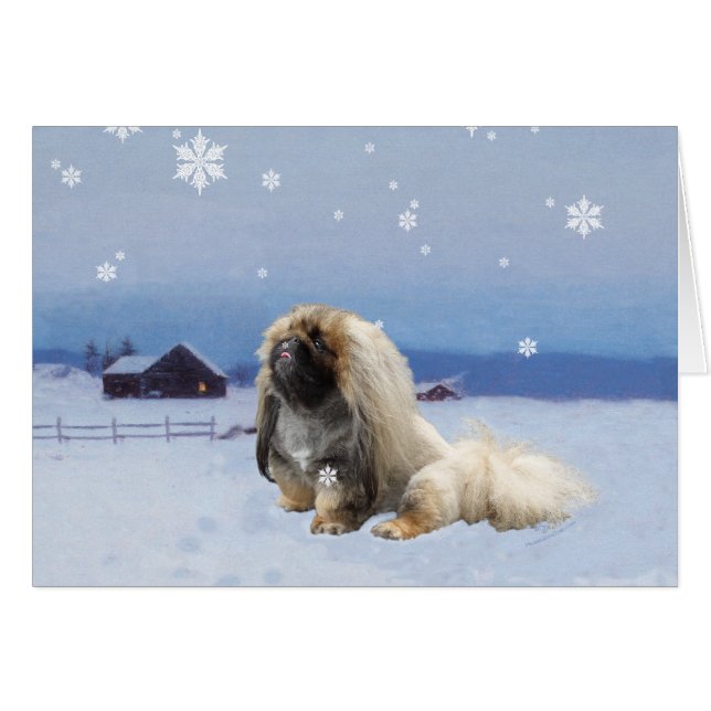 Pekingese in Winter (Front Horizontal)